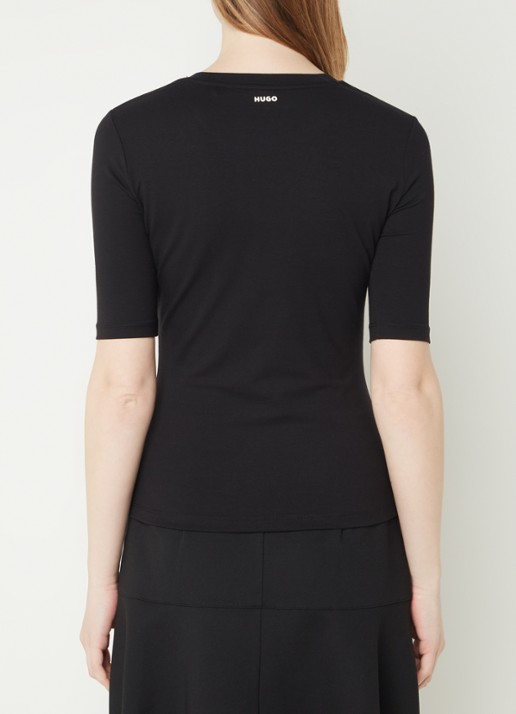 HUGO T-shirt met stretch - achterkant 2 zwart