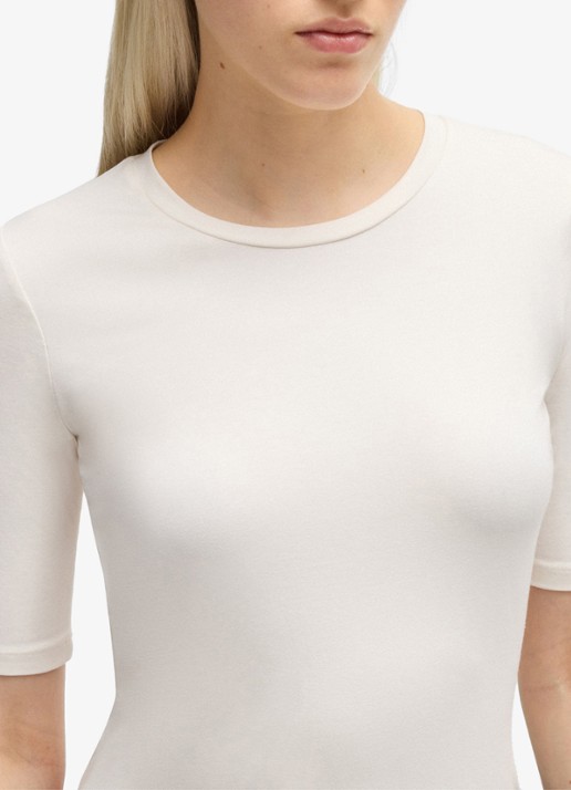 HUGO T-shirt met stretch - detail 4 gebroken wit