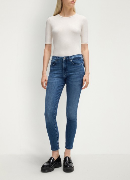 HUGO T-shirt met stretch - voorkant 2 gebroken wit
