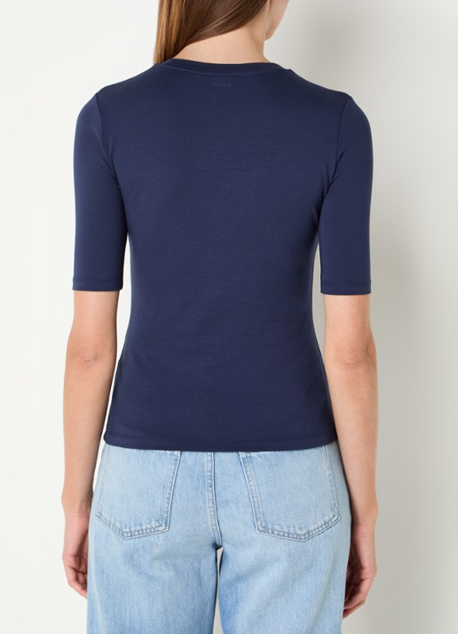 HUGO T-shirt met stretch - achterkant 3 donkerblauw