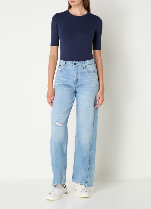HUGO T-shirt met stretch - voorkant 2 donkerblauw