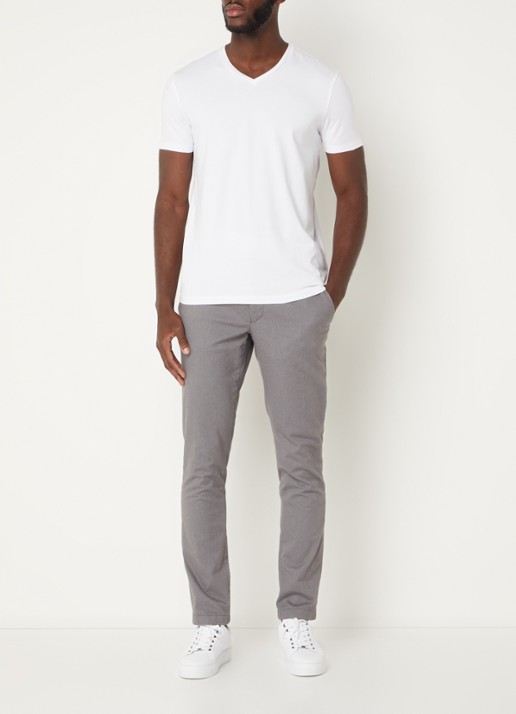 HUGO T-shirt met V-hals in 2-pack - voorkant 5 grijsmele