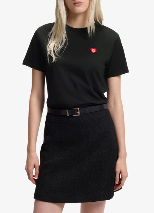 HUGO T-shirt van katoenen jersey met hartlogo