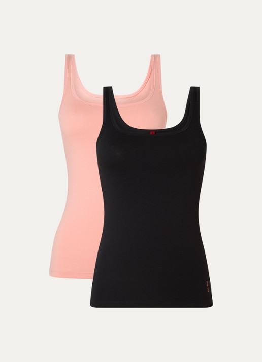 HUGO Tanktop met logo in 2-pack - voorkant 2 zalmroze