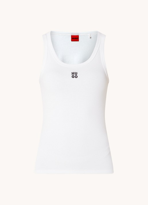 HUGO Tanktop met ribstructuur - voorkant 3 white-100 / wit
