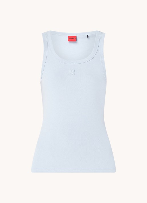HUGO Tanktop met ribstructuur - voorkant 3 bright purple-527 / paars