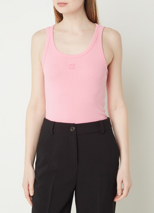 HUGO Tanktop met ribstructuur - detail medium pink-664 / roze