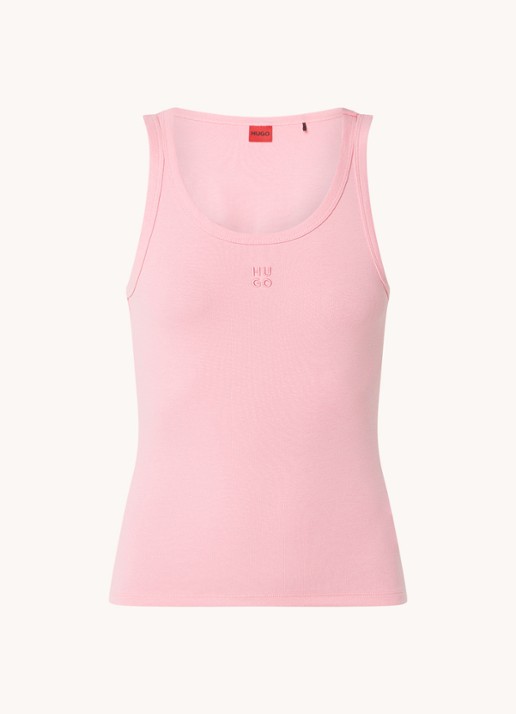 HUGO Tanktop met ribstructuur - voorkant 3 medium pink-664 / roze
