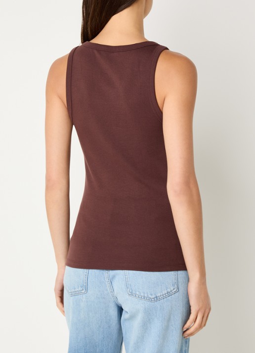 HUGO Tanktop met ribstructuur - achterkant 4 dark brown-201 / bruin