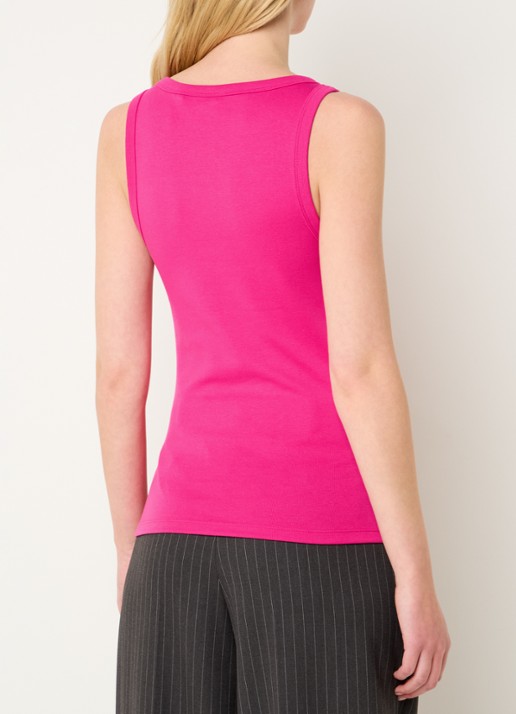 HUGO Tanktop met ribstructuur - achterkant bright pink-675 / roze
