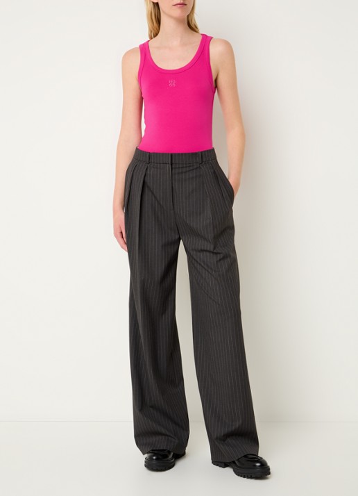 HUGO Tanktop met ribstructuur - voorkant 4 bright pink-675 / roze