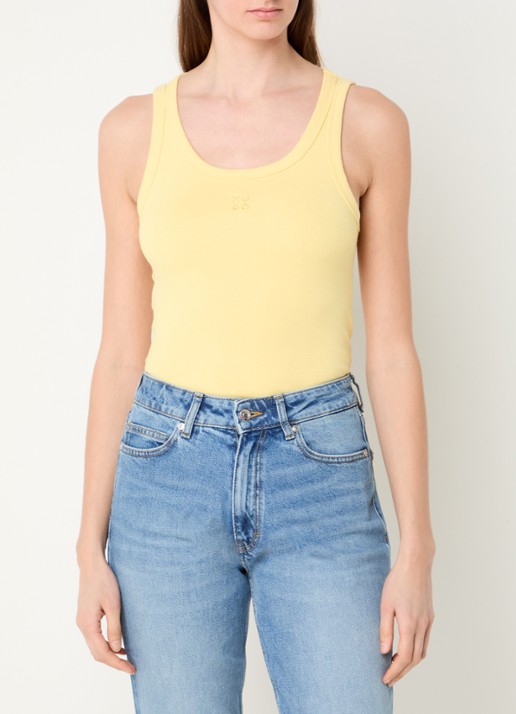 HUGO Tanktop met ribstructuur - detail medium yellow-723 / geel