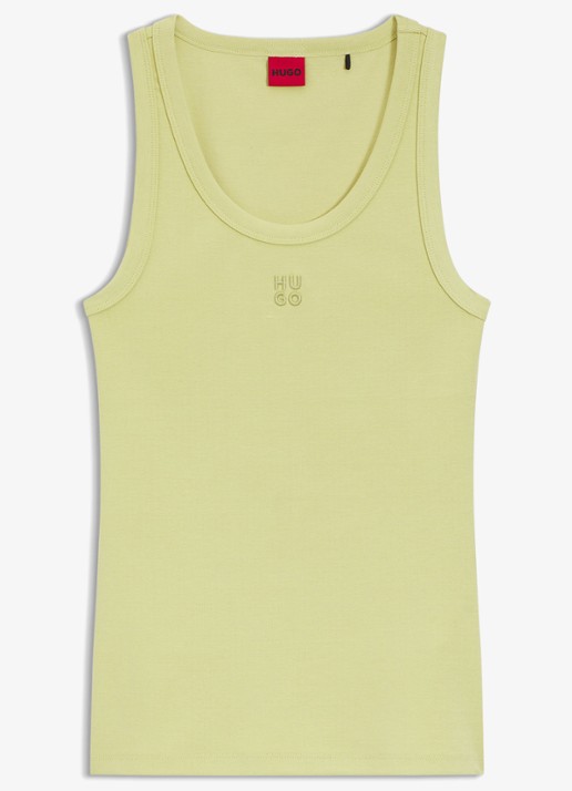 HUGO Tanktop met ribstructuur - voorkant medium beige-267 / beige