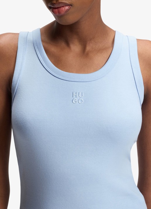 HUGO Tanktop met ribstructuur - detail 5 open blue-476 / blauw