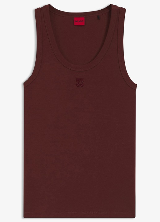 HUGO Tanktop met ribstructuur - voorkant 4 brown overflow-904 / bruin