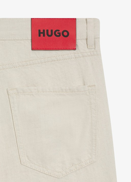 HUGO Tapered fit jeans in linnenblend - detail 5 natural-102 / wit