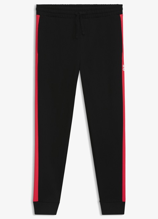 HUGO Tapered fit trackpants met steekzakken - voorkant 4 zwart