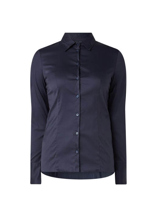 HUGO The Fitted Shirt blouse met stretch - voorkant 3 donkerblauw
