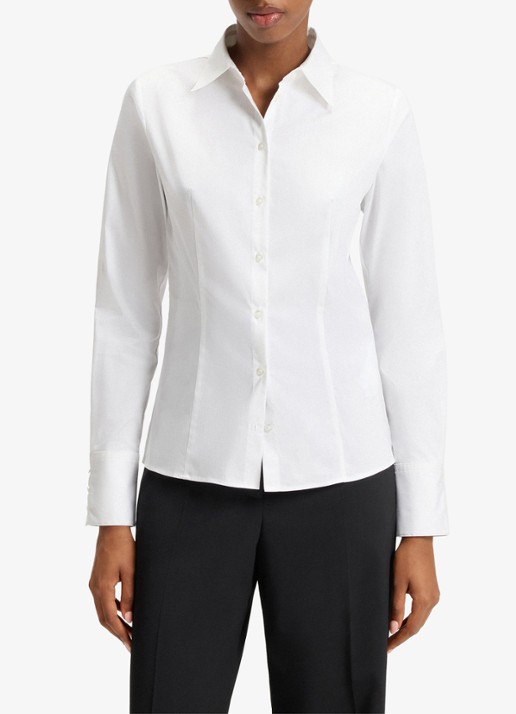 HUGO The Fitted Shirt blouse met stretch - detail 2 wit