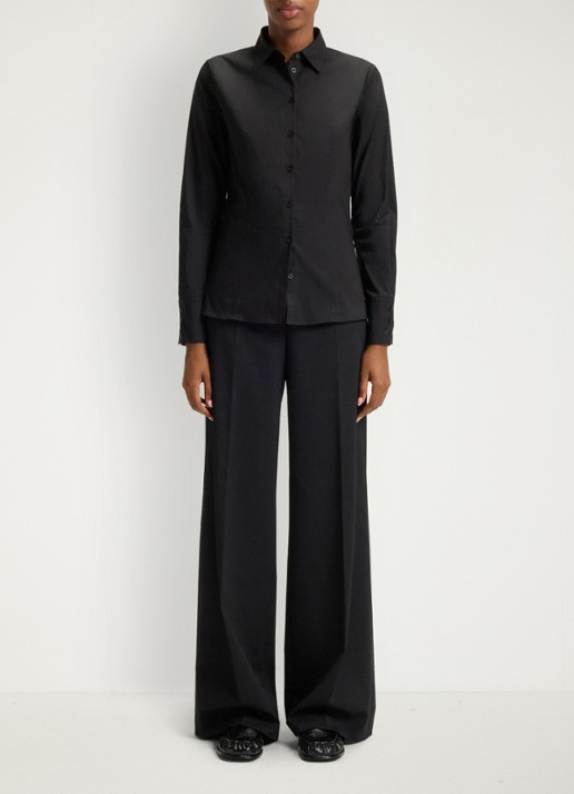 HUGO The Fitted Shirt blouse met stretch - voorkant 6 zwart