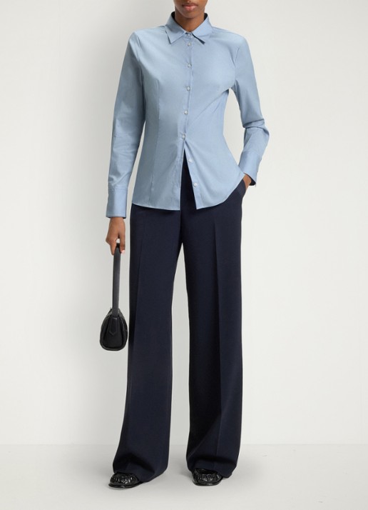 HUGO The Fitted Shirt blouse met stretch - voorkant 2 lichtblauw