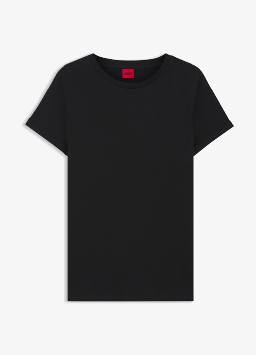 HUGO The Plain Tee T-shirt met ronde hals - voorkant 2 zwart