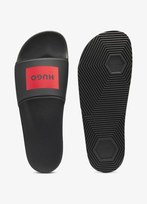 HUGO Timein slipper met logo - detail 5 zwart