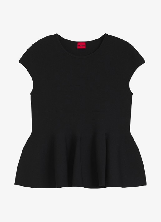 HUGO Top met peplum - voorkant 4 zwart