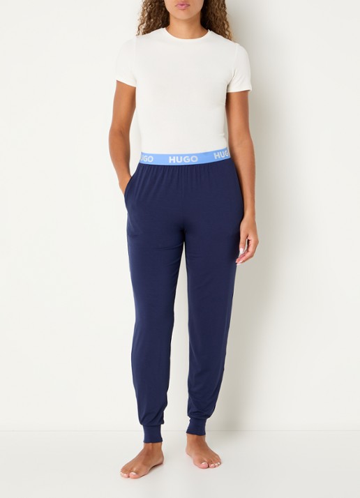 HUGO Unite pyjamabroek met logoband - voorkant 2 donkerblauw
