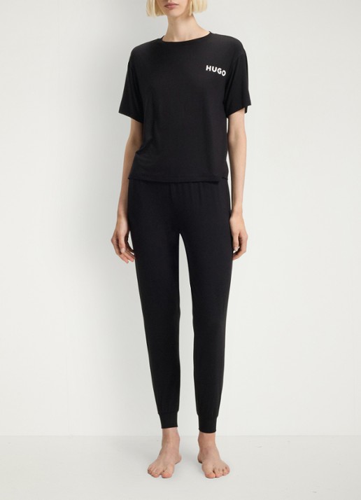 HUGO Unite pyjamatop met logo - voorkant 5 zwart