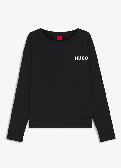 HUGO Unite pyjamatop met logo - voorkant zwart