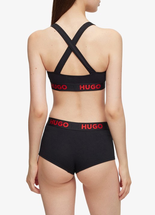 HUGO Voorgevormde bralette met logoband - achterkant 5 zwart
