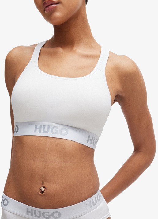 HUGO Voorgevormde bralette met logoband - detail wit