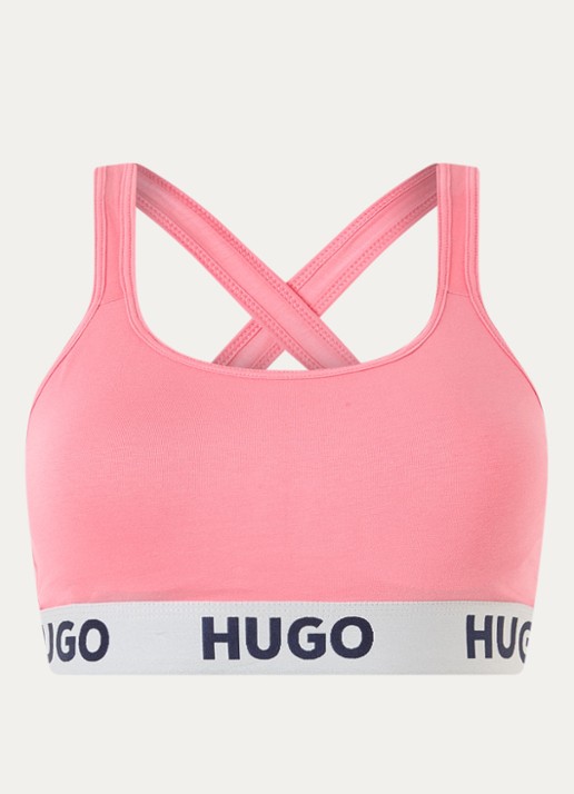 HUGO Voorgevormde bralette met logoband - voorkant 3 roze