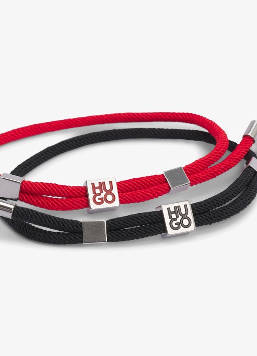 HUGO Wikkelarmband met logo in set van 2 - detail open miscellaneous-960 / multicolor