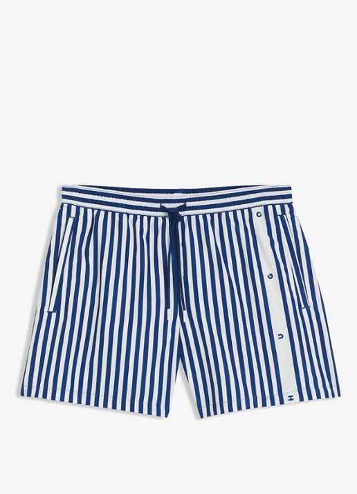 HUGO Zwemshort met streepprint - voorkant blauw