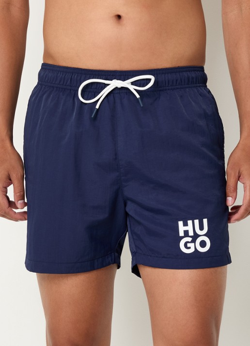 HUGO Zwemshorts met steekzakken en logo - detail 3 navy-418 / blauw