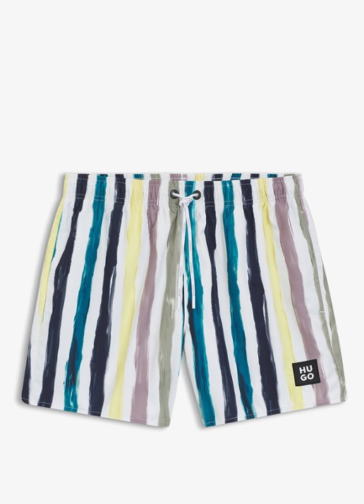 HUGO Zwemshorts met streepprint - voorkant multicolor