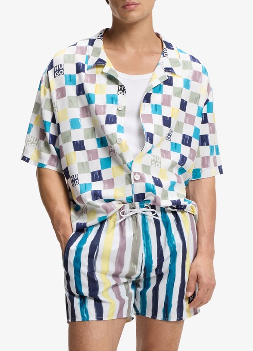 HUGO Zwemshorts met streepprint - voorkant 2 multicolor