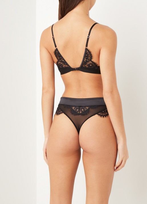 Hunkemöller Hannako bralette van kant met satijn - achterkant 4 zwart