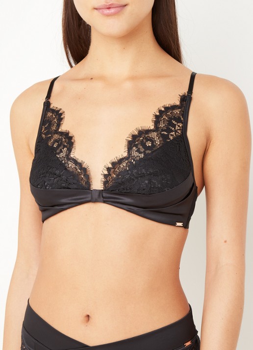 Hunkemöller Hannako bralette van kant met satijn - detail 3 zwart