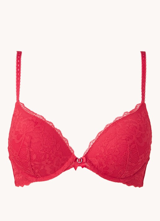 Hunkemöller Maya push-up bh van kant - voorkant steenrood