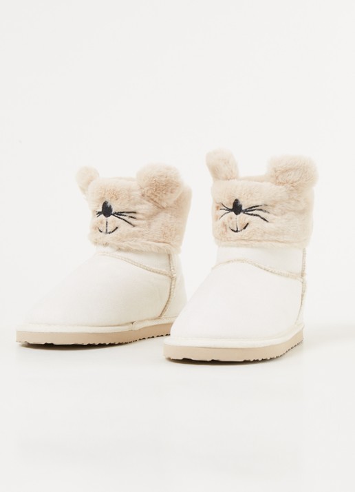 Hunkemöller Pantoffel met imitatiebont - detail beige