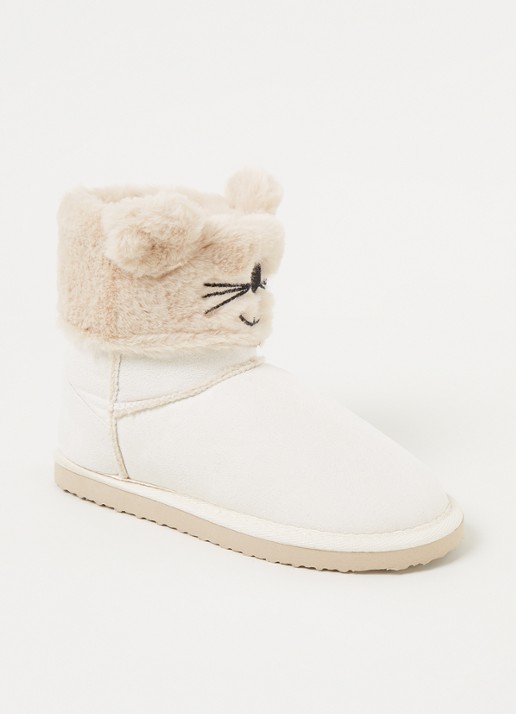 Hunkemöller Pantoffel met imitatiebont - voorkant 4 beige