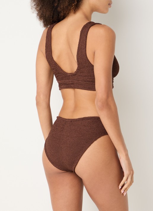 Hunza G Angel bikiniset met structuur - achterkant chocoladebruin