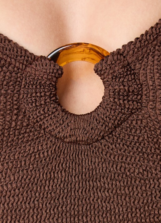Hunza G Celine badpak met structuur - detail 5 chocoladebruin