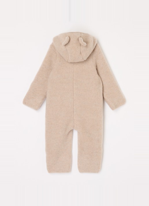 Huttelihut Babypak van wol met capuchon - voorkant 2 lichtbruin