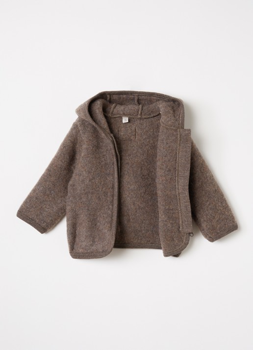Huttelihut Jack van merino wol met capuchon - voorkant 3 bruin