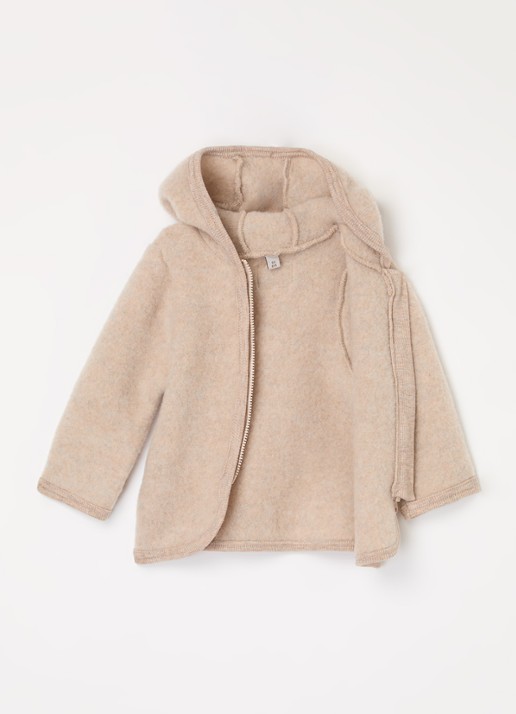 Huttelihut Jack van wol met capuchon - voorkant 2 beige