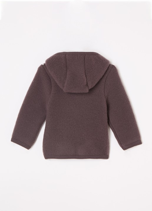 Huttelihut Vest van wol met capuchon - achterkant taupe